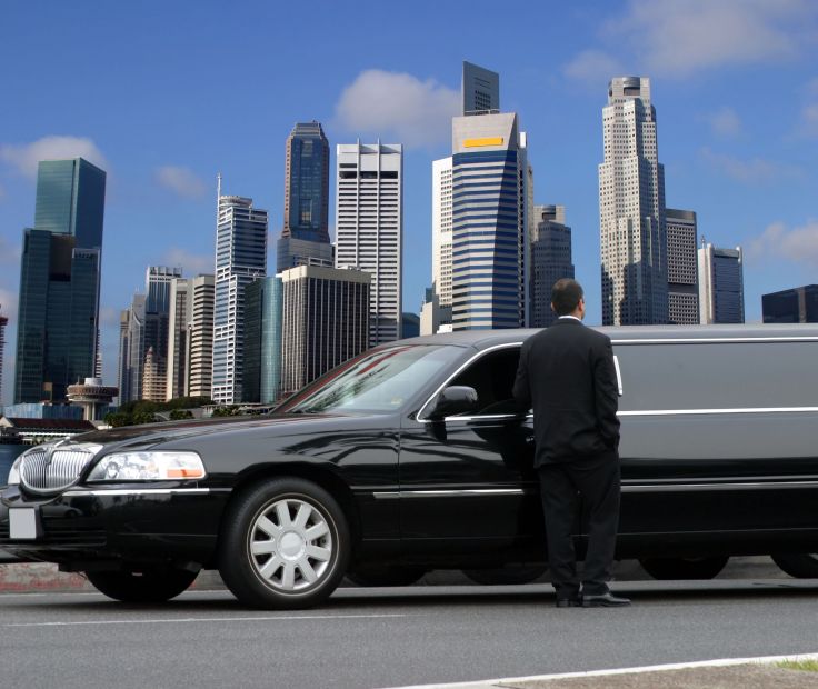 black limo and a businessman