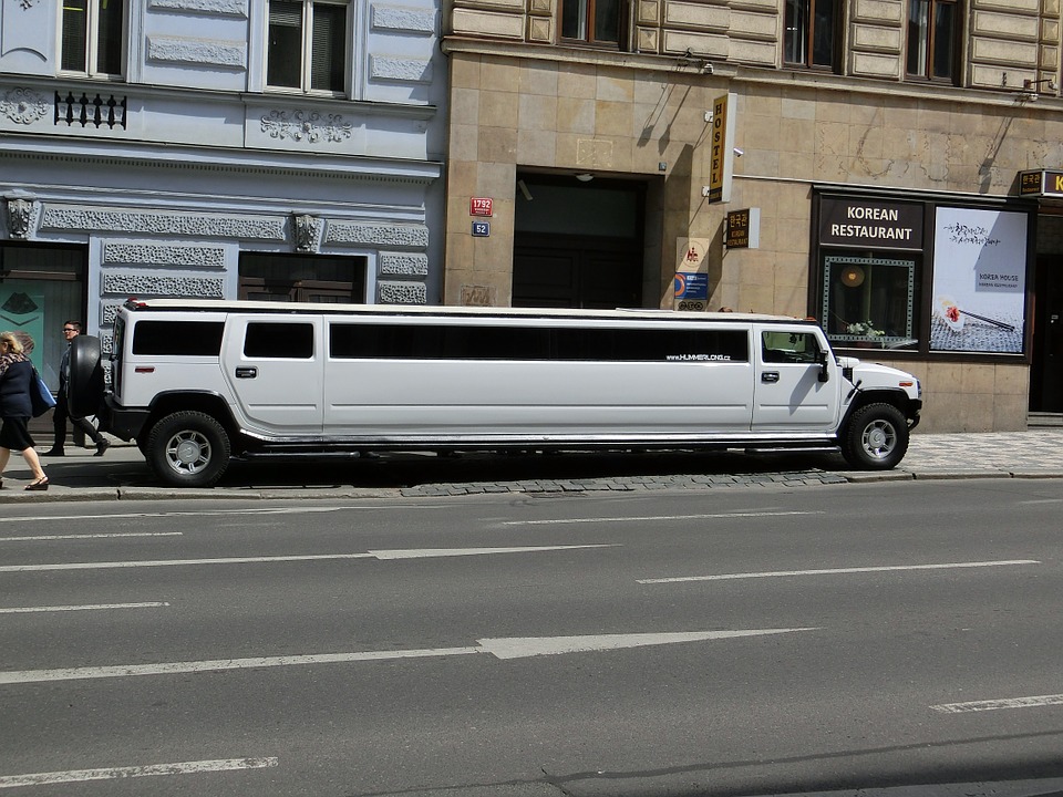 a white parked limo